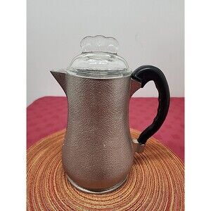 MCM Guardian Service Coffee Server Bakelite Handle W Lid Hammered Aluminum 1940s